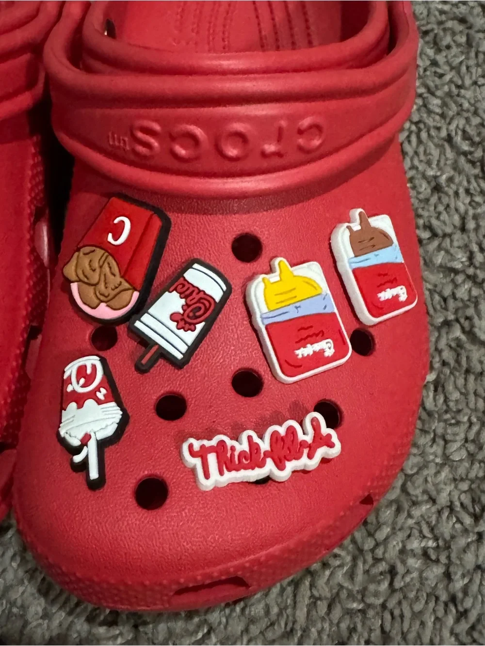 Crocs Classic Clog for Kids - Red with Chick-Fil-A charms - 2